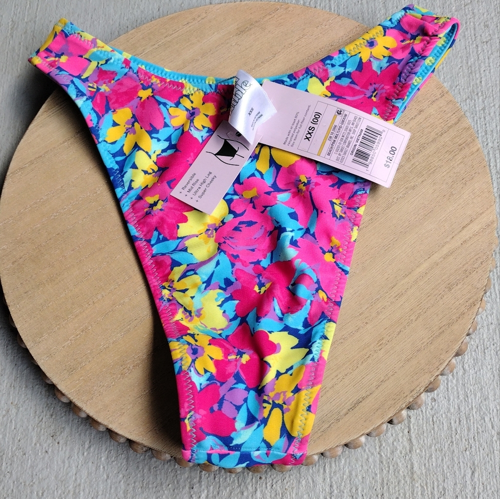 NWOT Wild Fable Blue and Yellow Polka Dot Bikini Bottom Size XXS (00)